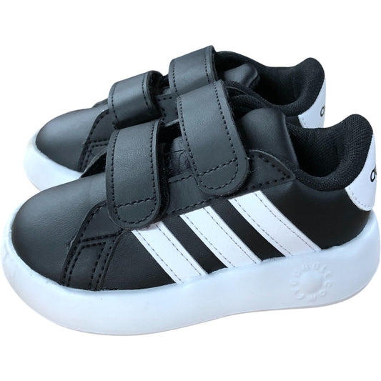 Adidas Baby Sneakers UK5K Toddler Black White Easy Fastening Casual Shoes