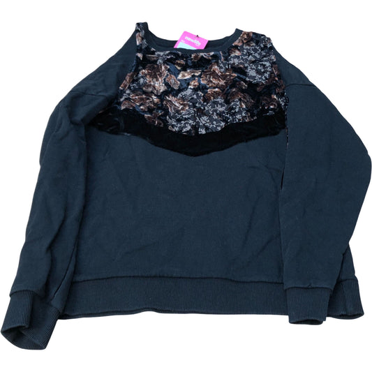 River Island Floral Velvet Sweatshirt UK 12 Women's Black Long Sleeve Top