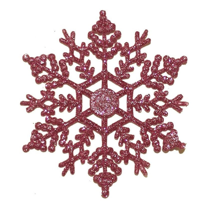 Pink Pendant Snowflake Christmas Tree Decorations 12 Pack