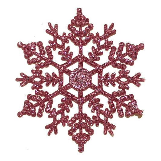 Pink Pendant Snowflake Christmas Tree Decorations 12 Pack