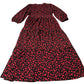 Floral Print Maxi Dress Red Black Long Sleeve Size 22