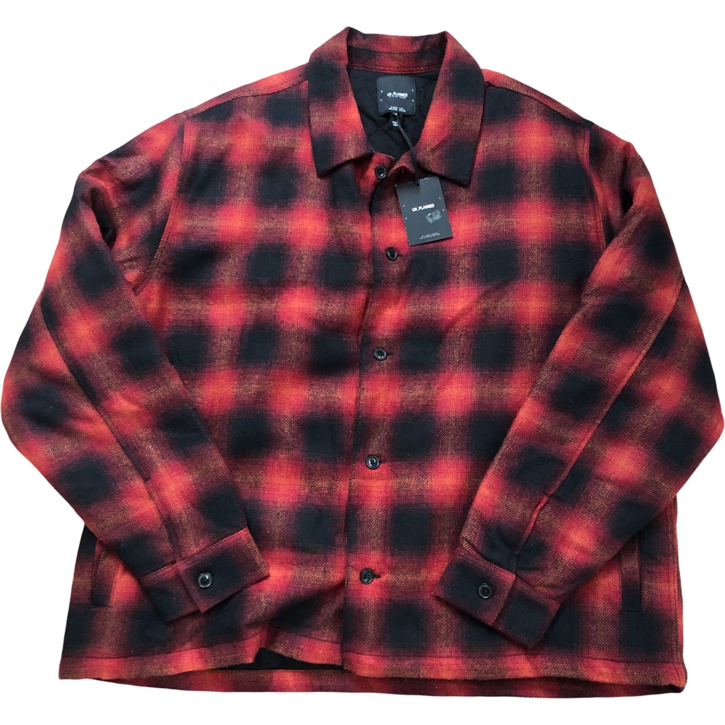 River Island Red Black Checked Overshirt XXL Men's Casual Flannel Jacket