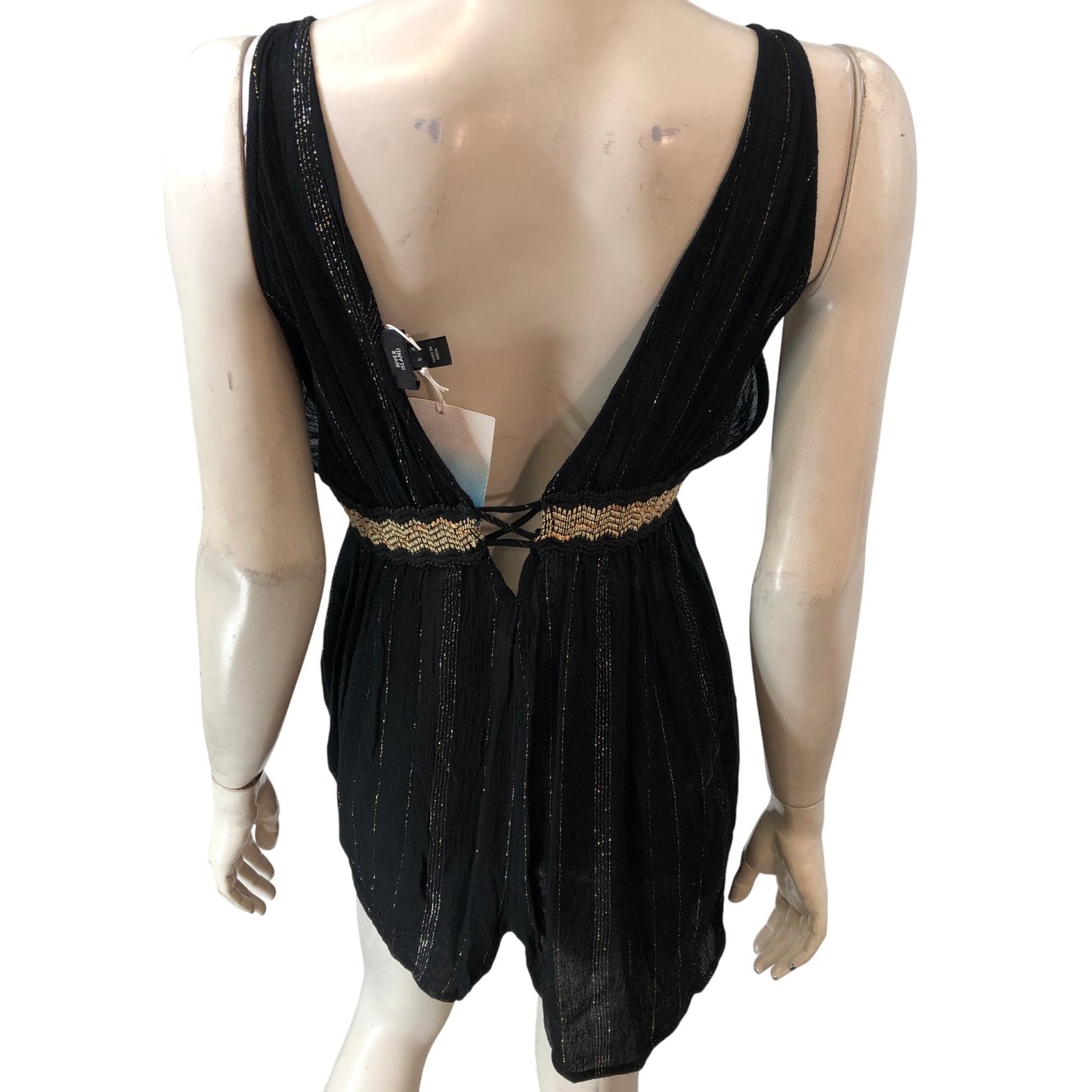 River Island Black S Resort Playsuit Women's Plunge Neck Casual Style Beautiful