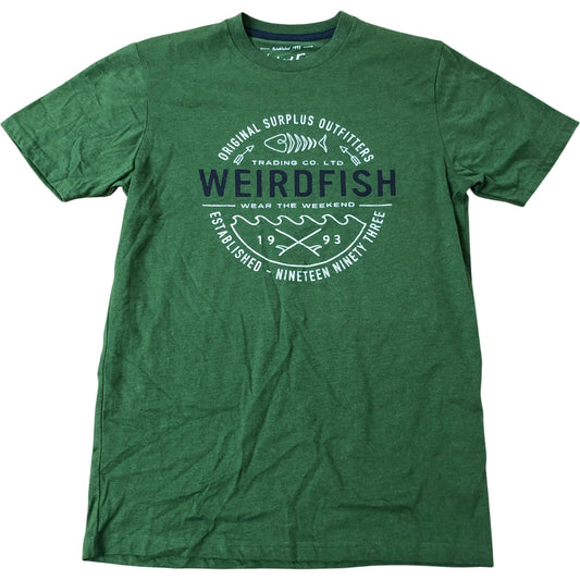 Weird Fish Waves Graphic Tee Small Men's Olive T-Shirt Cotton Blend 1993