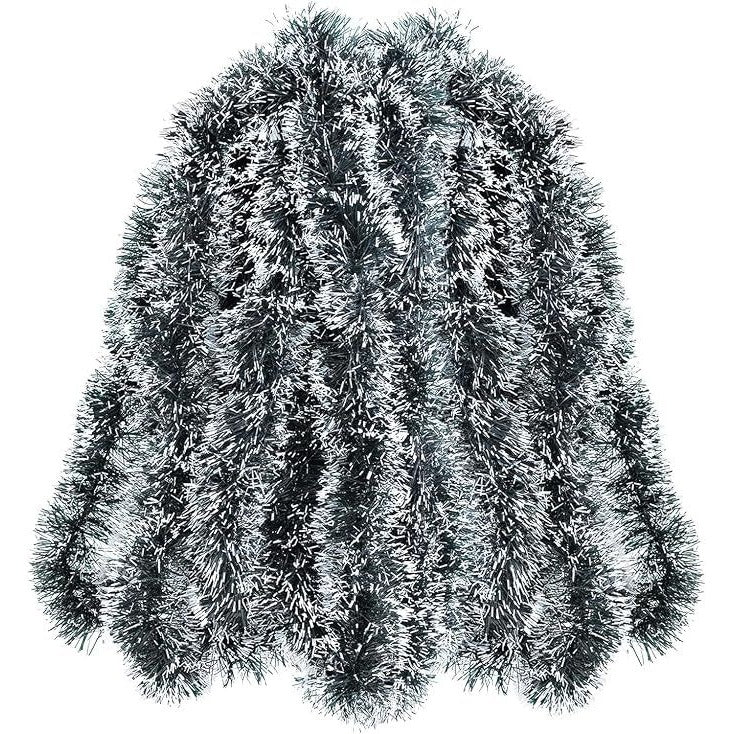 Christmas Tinsel Dark & Green White Party Decoration 10m