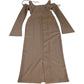 River Island Off The Shoulder Long Sleeve Dress Women's Dark Beige