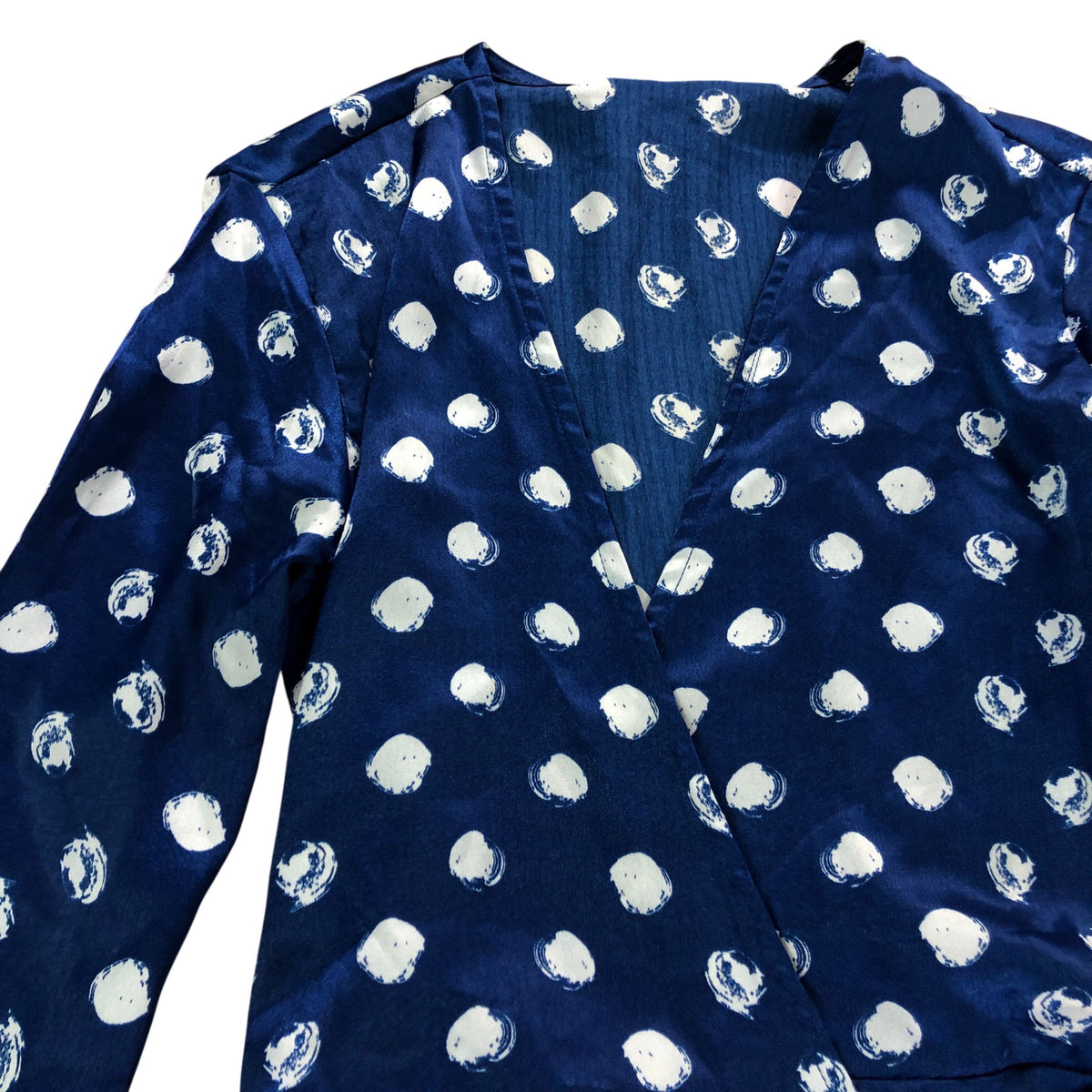 Dancing Leopard Wrap Dress UK6 Women's Navy White Polka Dot