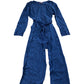 Women Denim Jumpsuit Long Sleeve Button Up Belted