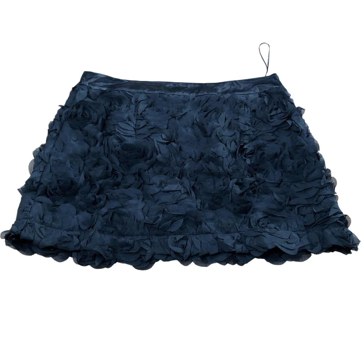 Elegant Black Floral Skirt UK Size 12 Women's Layered Short Adjustable