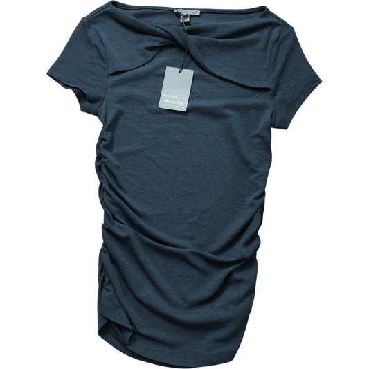 River Island Women's Short Sleeve Ruched Top Easy Fit Casual Grey Size 6