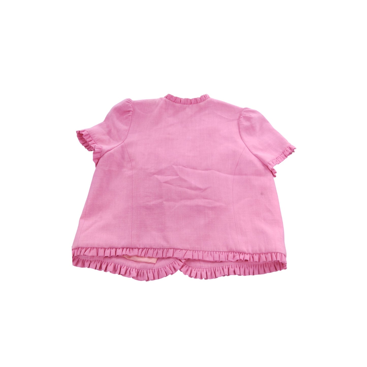 River Island UK10 Women's Pink Blouse Frill Detail Short Sleeve Top