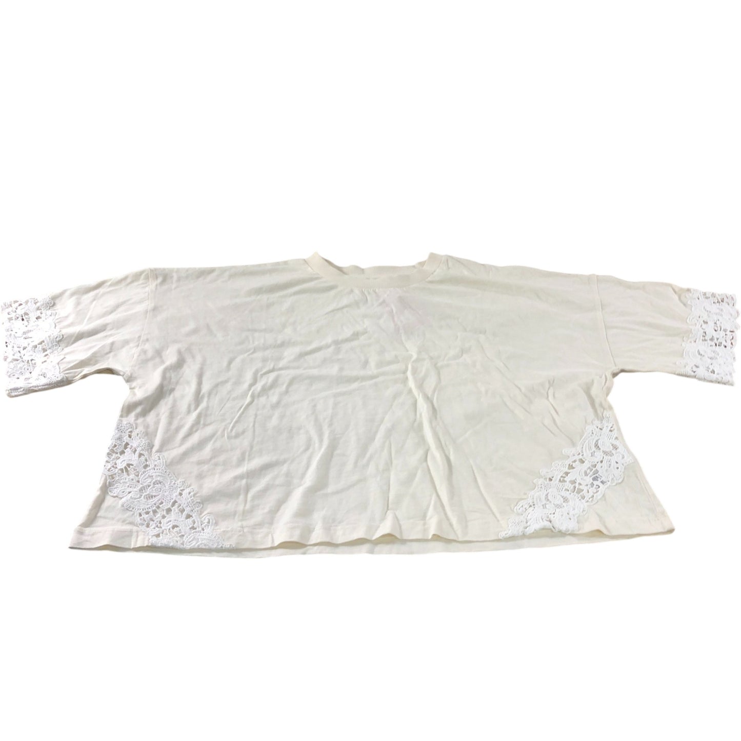River Island Women's Relaxed Fit Top UK18 Lace Trim Detail Ivory Cream Color