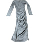 River Island Long Sleeve Wrap Maxi Dress Women's Grey Ruched Design UK8
