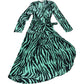 Dancing Leopard Mint Green Wrap Dress UK Size 10 Women's Long Sleeve Tiger Print