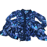 River Island Women's Floral Print Long Sleeve Dress Size 8 Navy Blue Ruffle Hem