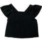 Girls Black Top Age 11 Years Puff Sleeve Bow Design