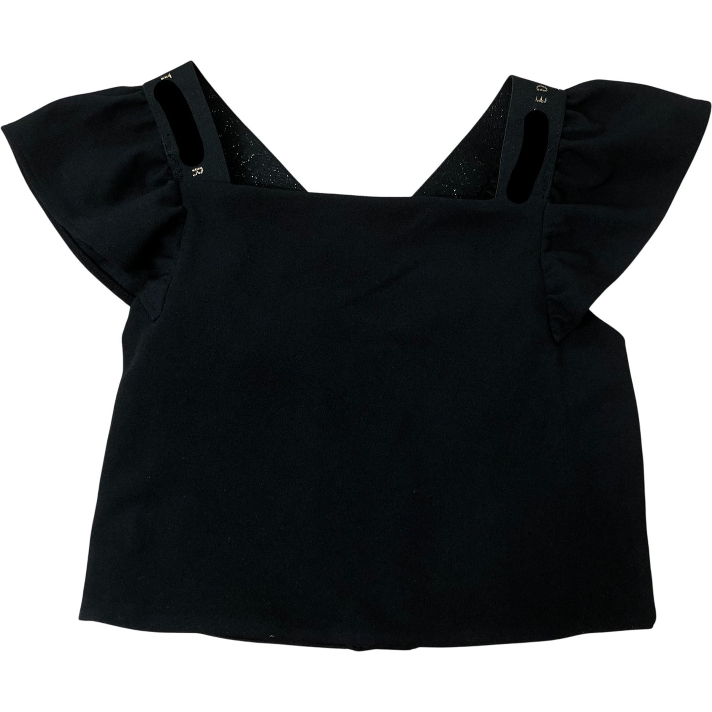 Girls Black Top Age 11 Years Puff Sleeve Bow Design