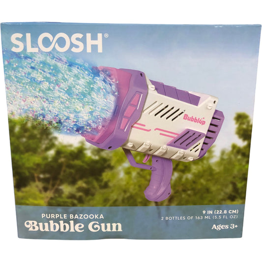 SLOOSH Bubble Gun Purple Bazooka 9 Inch Includes 2 Bottles of Solution Ages 3+