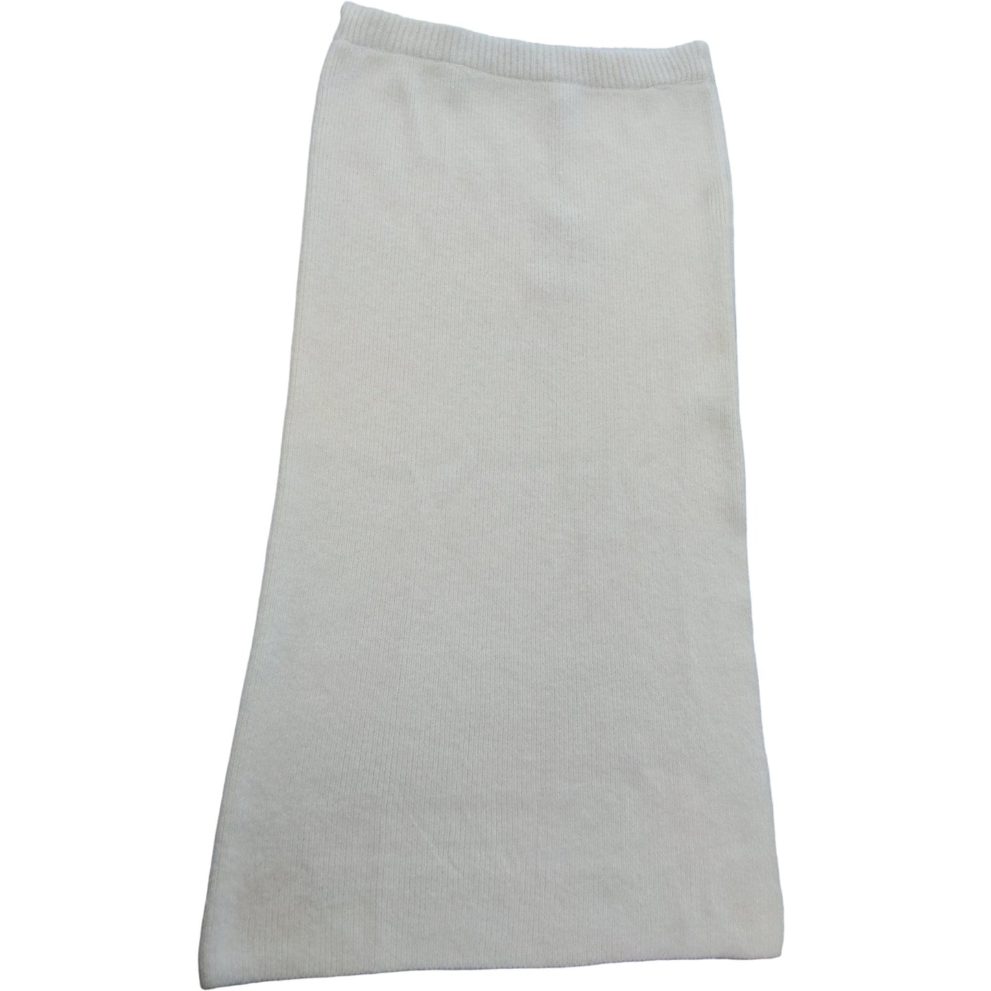 River Island Women's Midi Skirt UK M Cream Knit Design Side Split