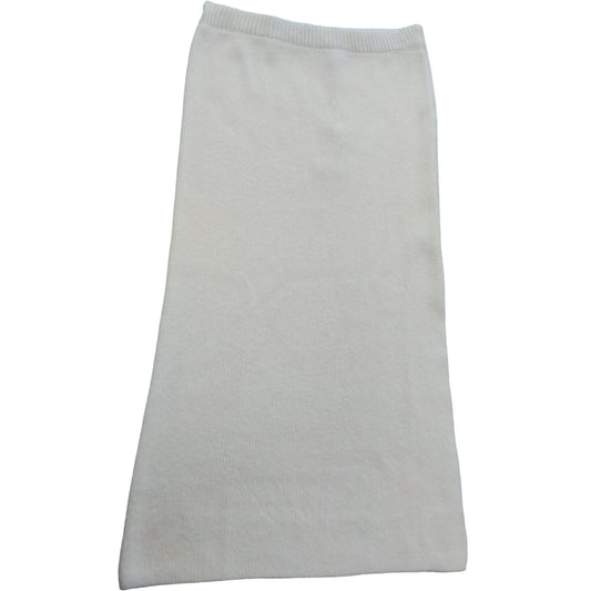 River Island Women's Midi Skirt UK M Cream Knit Design Side Split