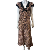 Rixo Amari Leopard Print Maxi Dress Women's Size S - UK 10 Lace Detail