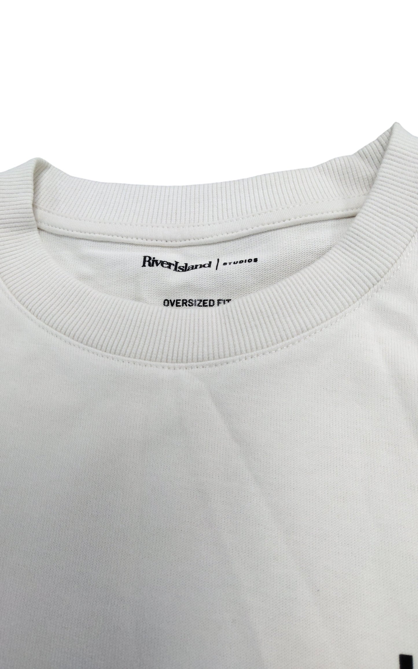 River Island Oversized Fit T-Shirt Luminis Saint-Antoine White Cotton UK L