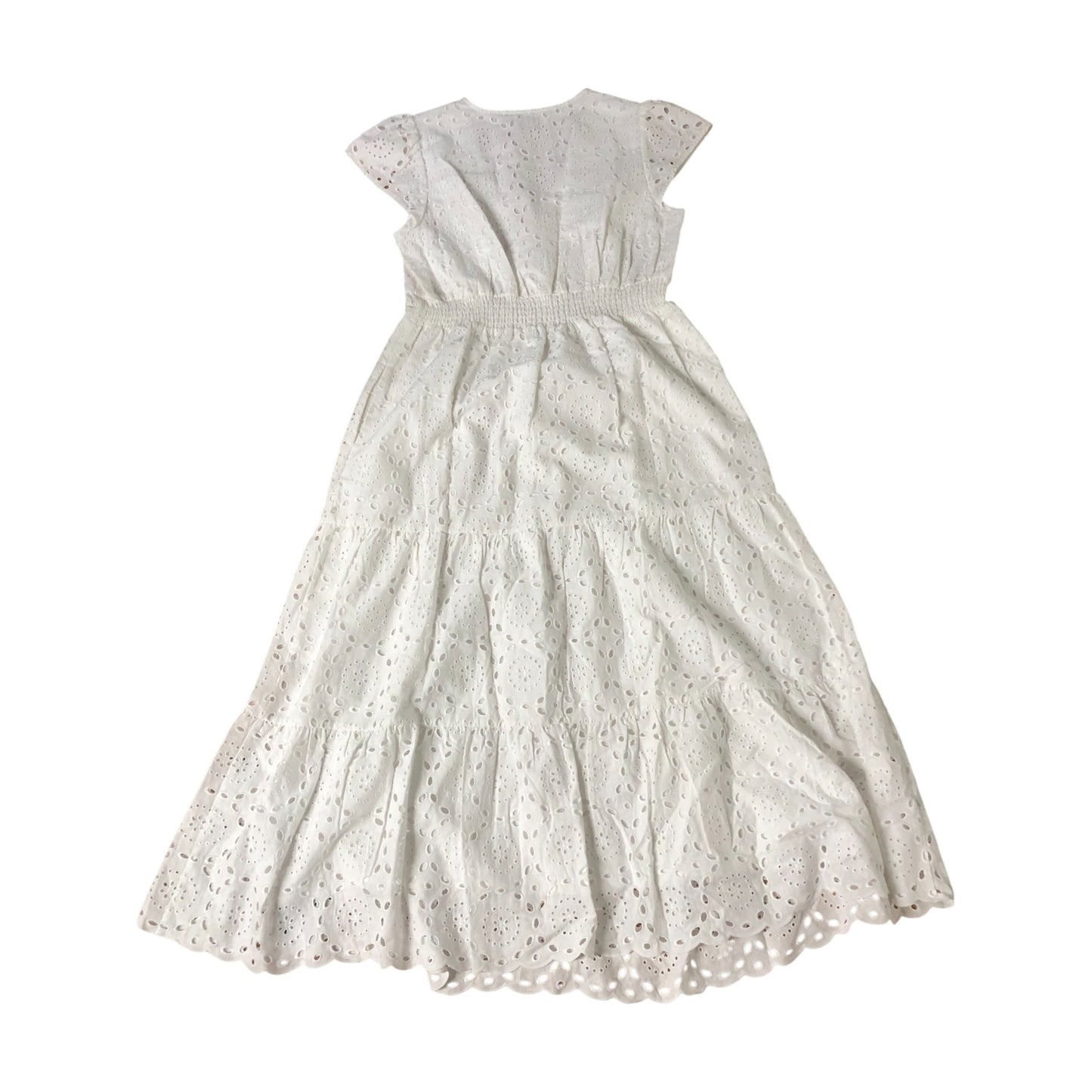 Women's 12R Embroidered Eyelet Long Maxi Dress White Summer Style