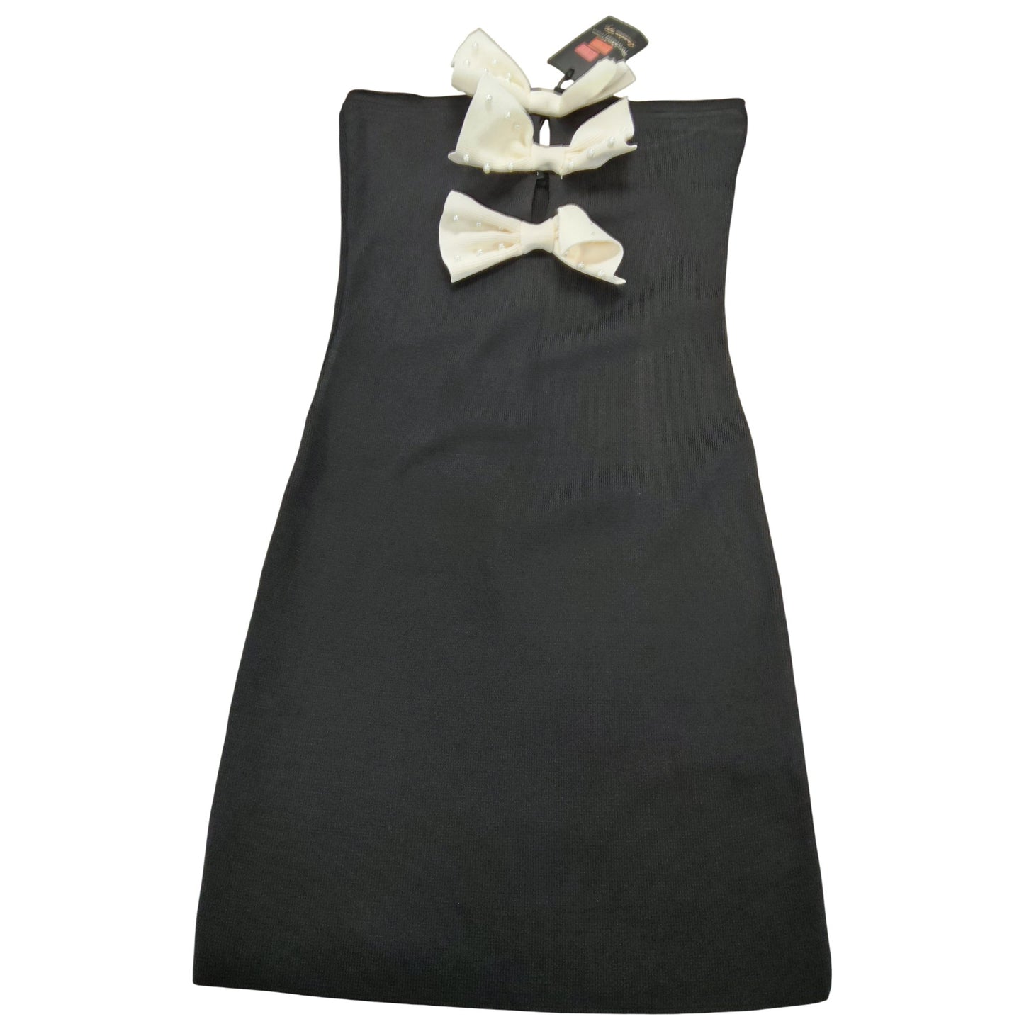 River Island Bow Detail Bodycon Dress UK10 Women's Black Sleeveless Elegant