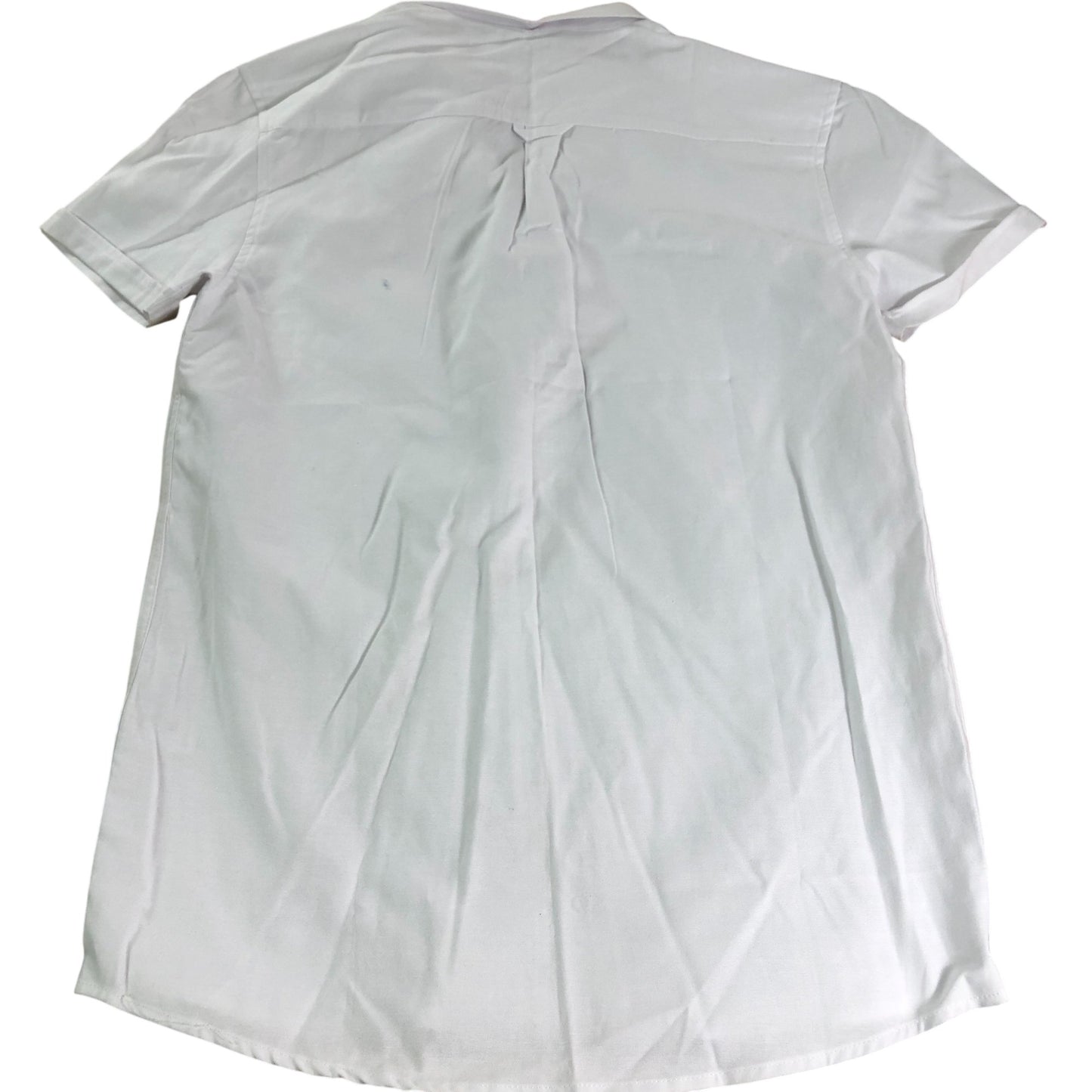 Fluid Short Sleeve Shirt Men's Casual White Cotton Blend Top Small