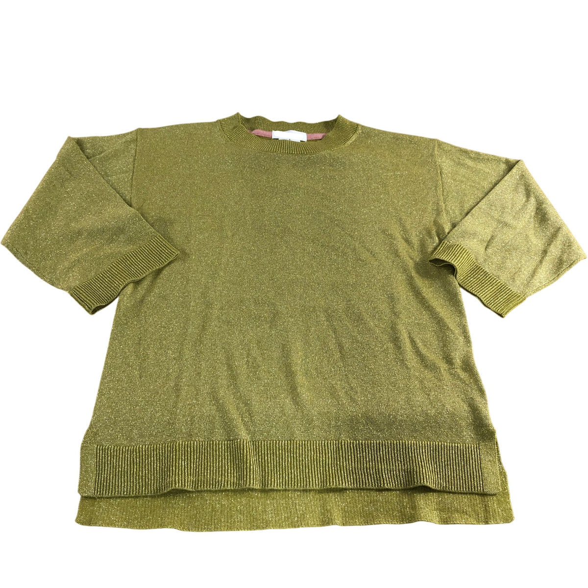 Sparkle Jumper Women's Chart Olive Green 3/4 Sleeve