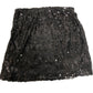 Black Sequin Mini Skirt UK14 Women's Party Wear Elasticated Waist