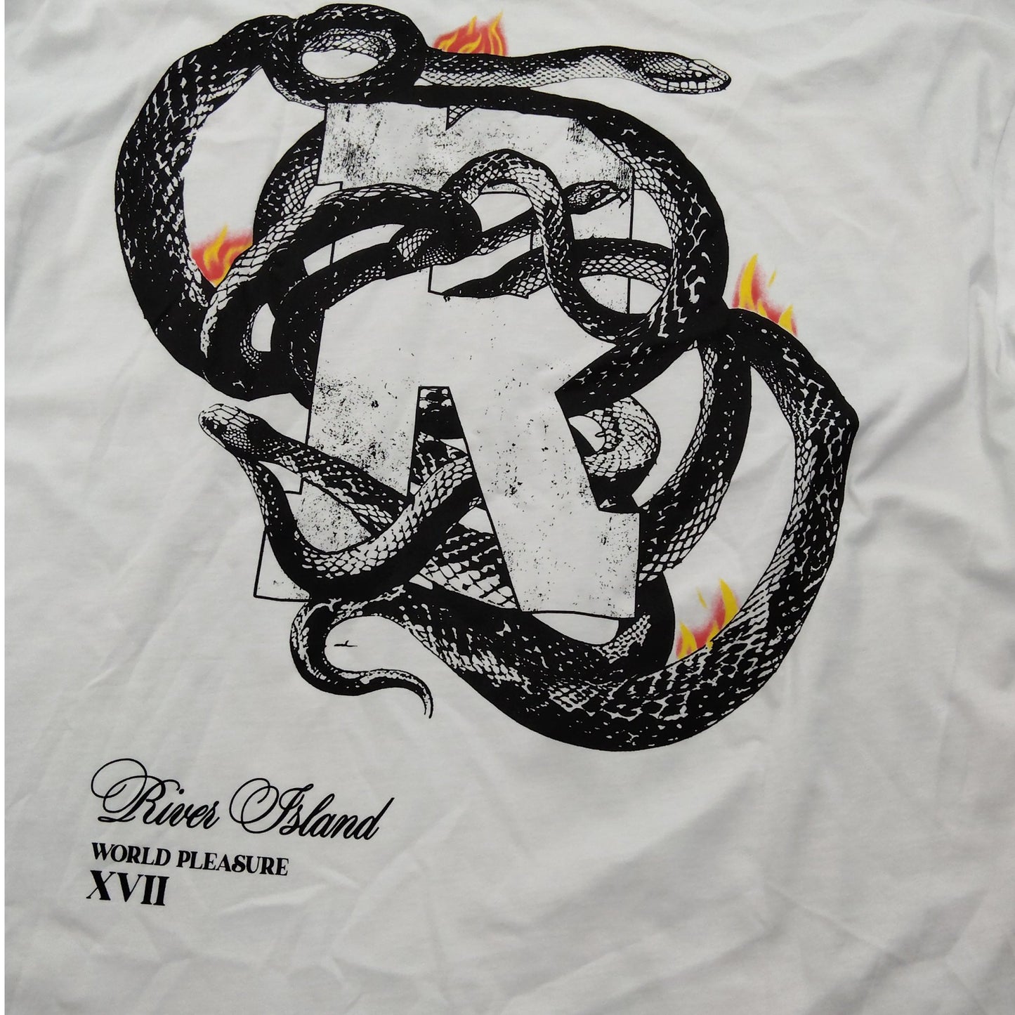 Rivers Island Long Sleeve Shirt UK M Women's Graphic Snake Print White Top