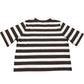 Oversized Cropped Boxy Fit Stripe Cotton T-Shirt Brown/Pink