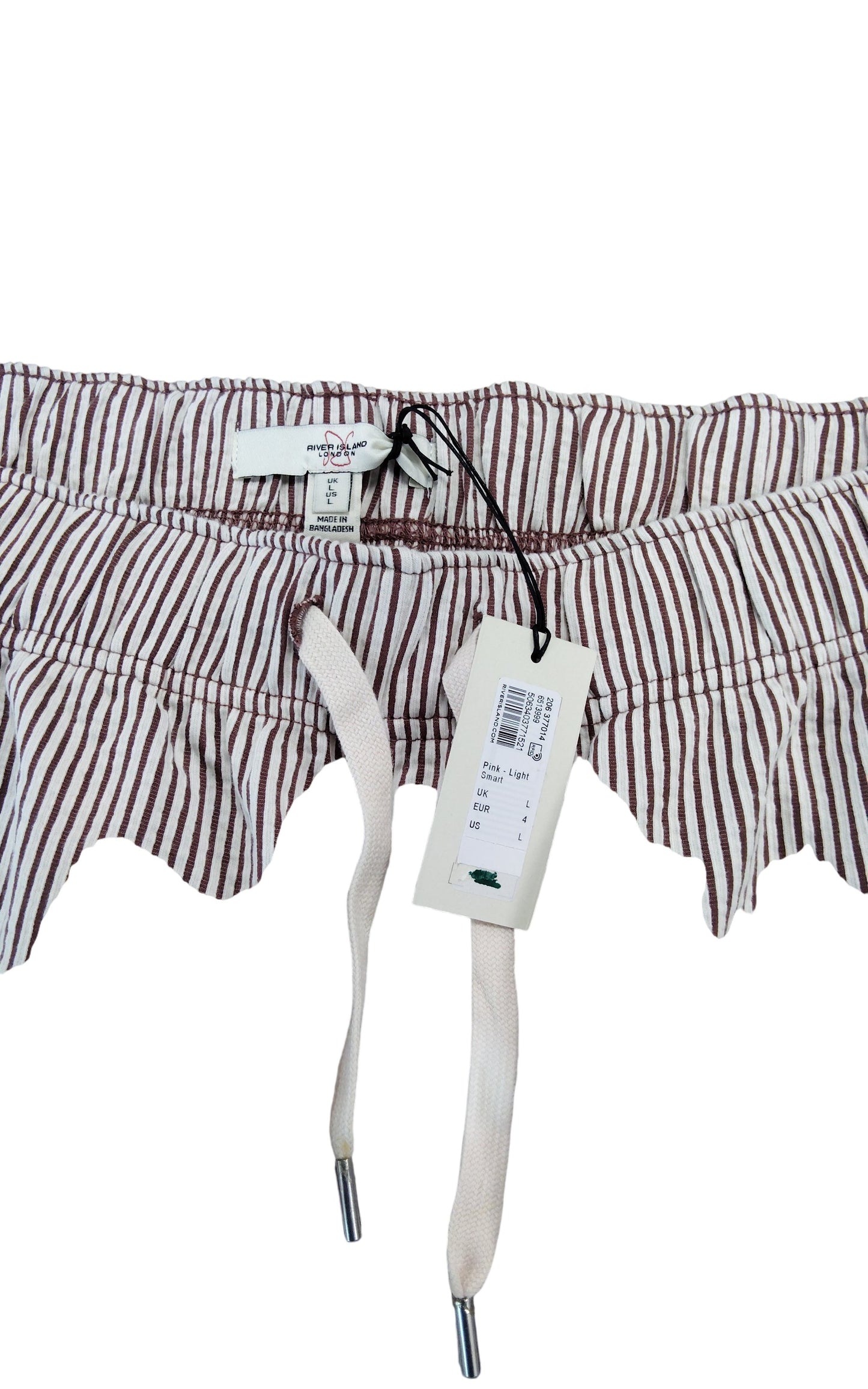 River Island Men's Light Pink Striped Shorts UK L Casual Summer Wear