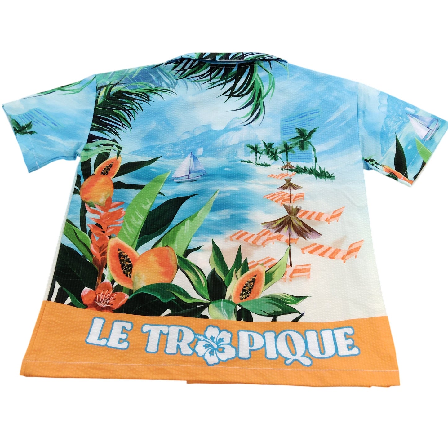 River Island Poolside Le Tropique Short Sleeve Shirt UK7-8 Yrs Tropical Blue