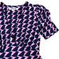 Boden Women's Midi Dress Pink Navy Geometric Bird Pattern Short Sleeve Size 8