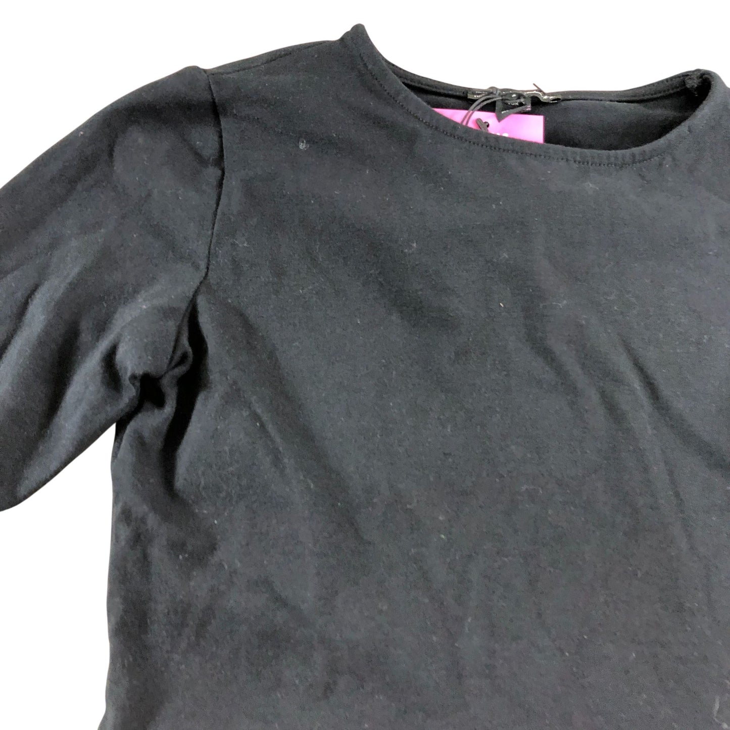 River Island Black Long Sleeve Top UK6 Women's Ruffled Hem Cotton Blend