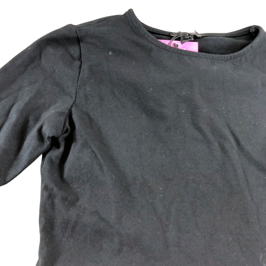 River Island Black Long Sleeve Top UK6 Women's Ruffled Hem Cotton Blend