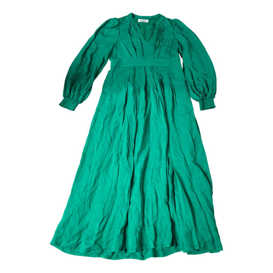 Green Maxi Dress Women's Elegant V Neck Long Sleeve Viscose Size 14