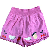 RIVER ISLAND Girls Pink Fruit Embroidered Shorts Size 9-10 Years Summer Style
