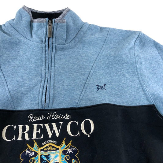 Crew Clothing Company Half Zip Sweatshirt Size L Mens Blue Cotton Blend