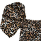 River Island UK8 Women's Leopard Print Off Shoulder Top Flared Sleeves Brown