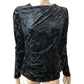 River Island Black Floral Velvet Top UK10 Women's Long Sleeve Elegant Style