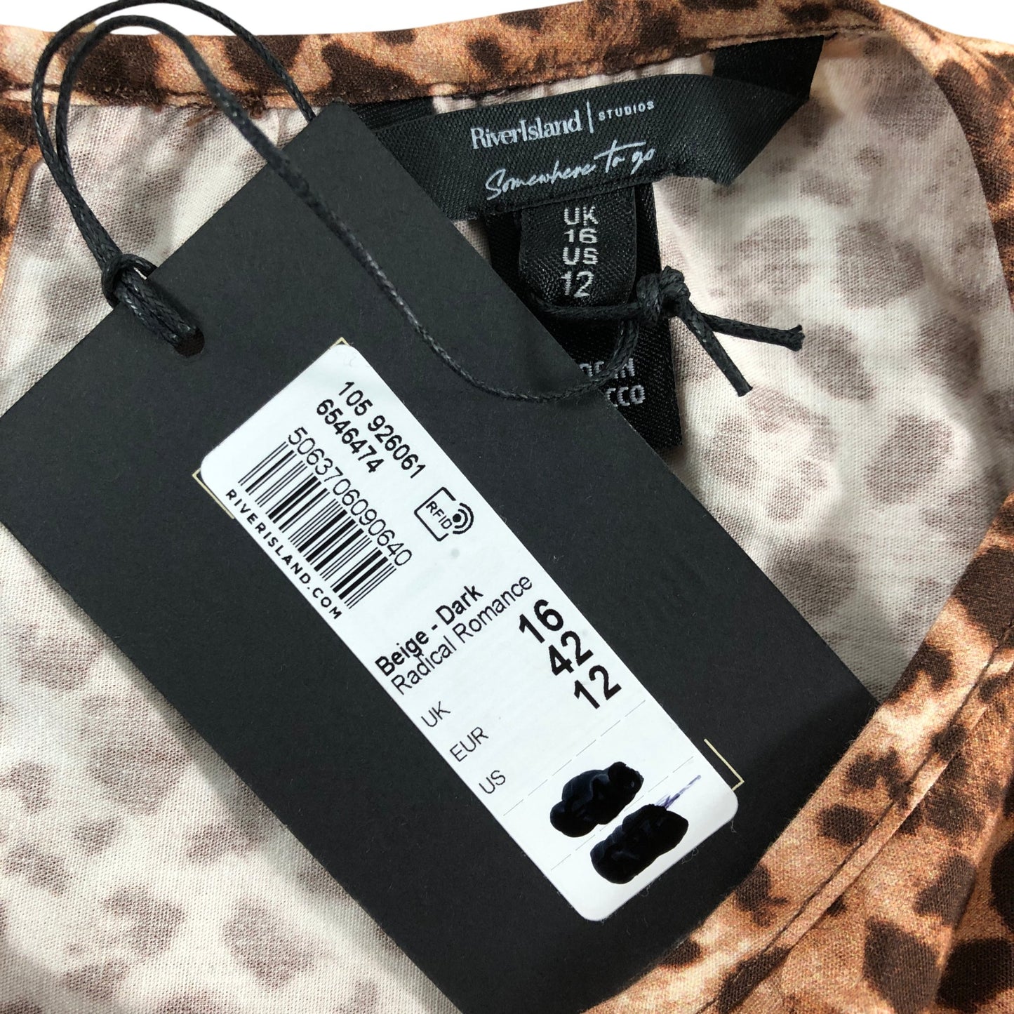 River Island Radical Romance Top UK16 Women's Leopard Print Blouse Sleeveless