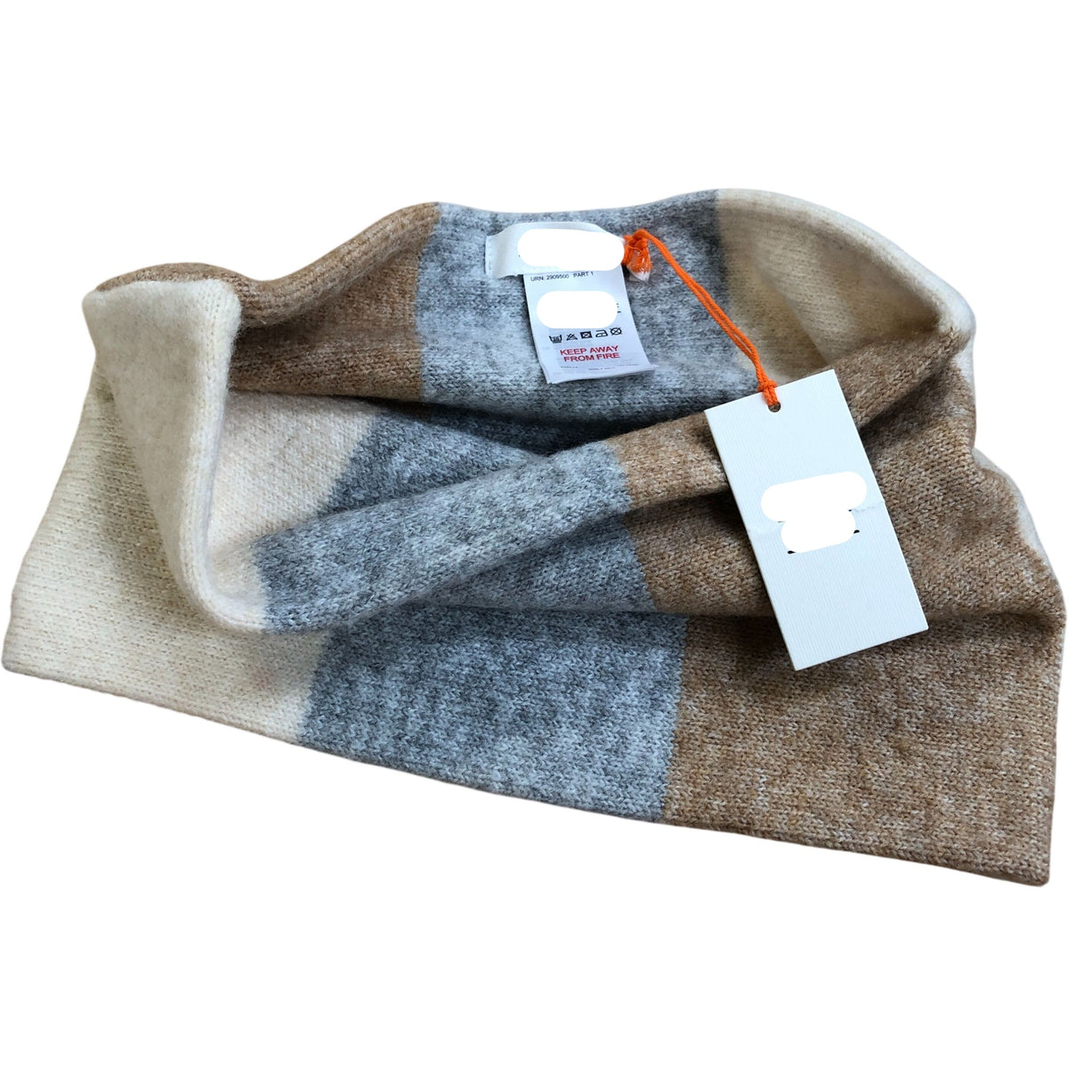 Sienna Knit Snood Grey Multi Stripe Warm Knit Wool Blend One Size