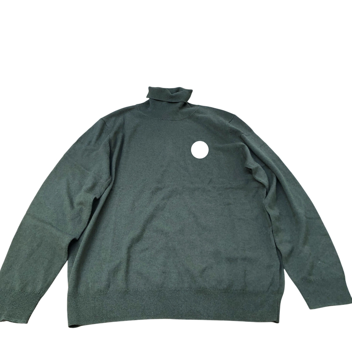 Roll Neck Sweater Size XL Slim Fit Men's Olive Green Merino