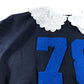 River Island Sweatshirt UK S Women's 78 Blue Patterned Long Sleeve With Collar