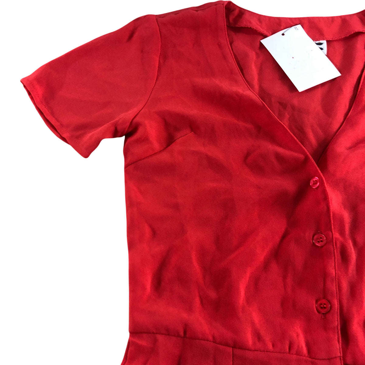 Dancing Leopard Red Button Up Playsuit Size 6 Women's Short Sleeve