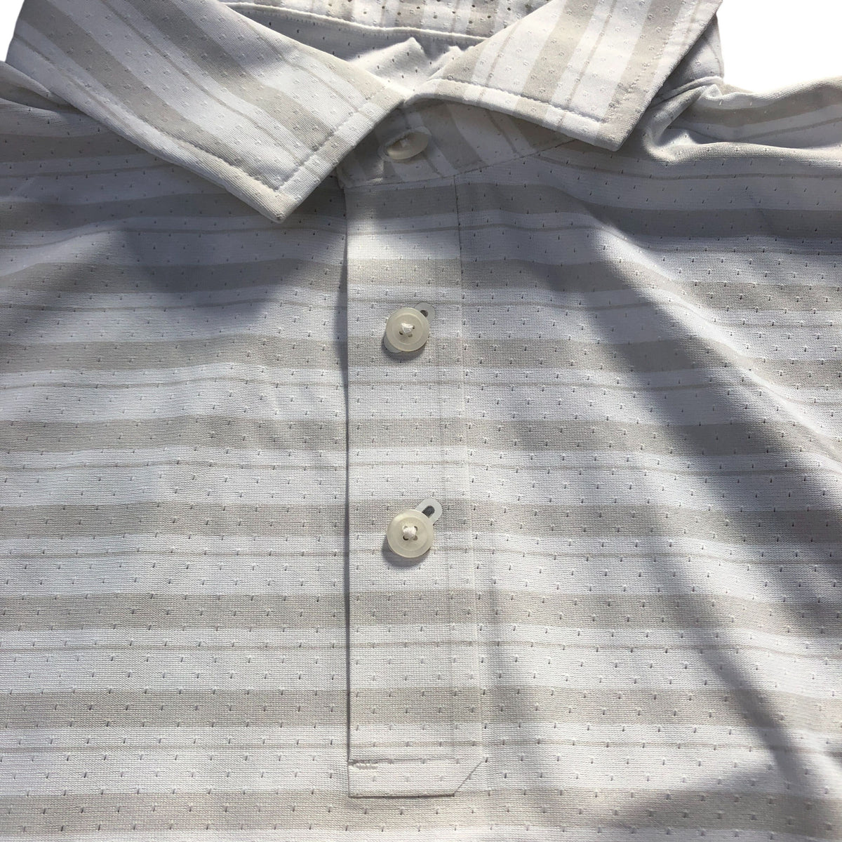 Nike Dri-FIT Polo Shirt Medium Men's White Striped Sports Wear Comfy Fit