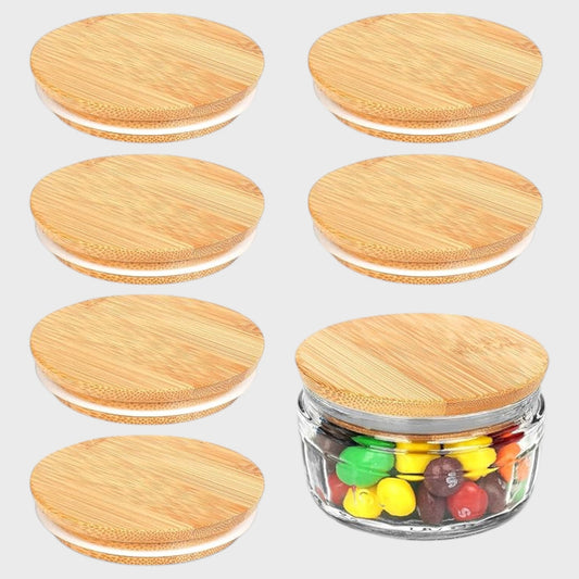 BAMBOO Lids for Gü Pots with Silicone Sealing Rings Natural Set Pack of 12